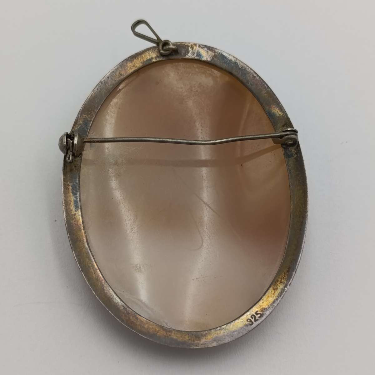 Large sterling silver cameo pendant/brooch 53mm high