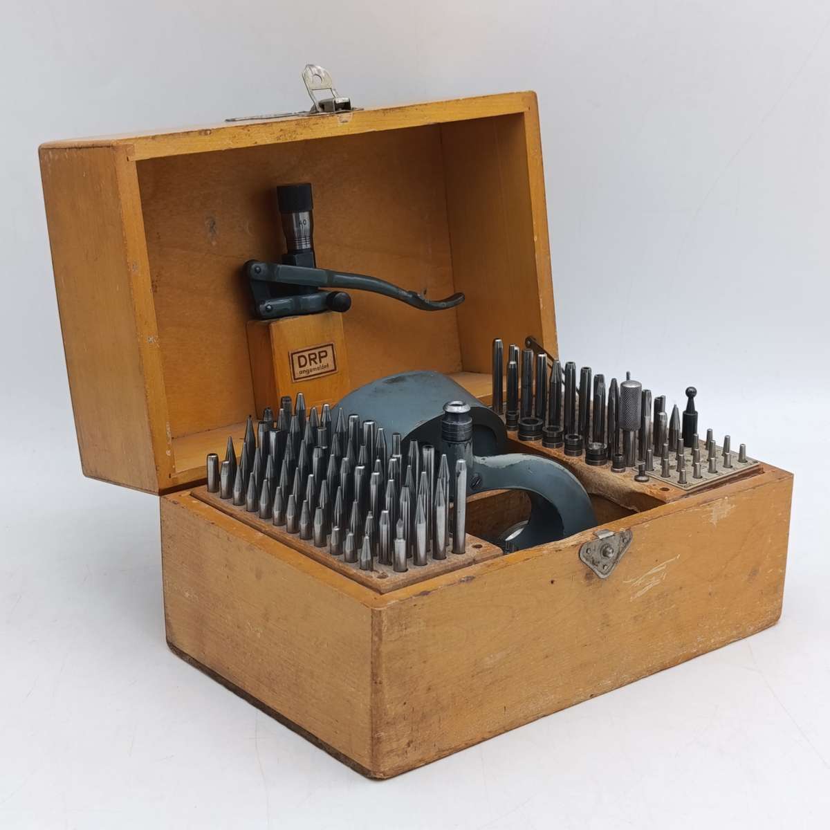 Vintage Boley watchmaker punch tool set in case