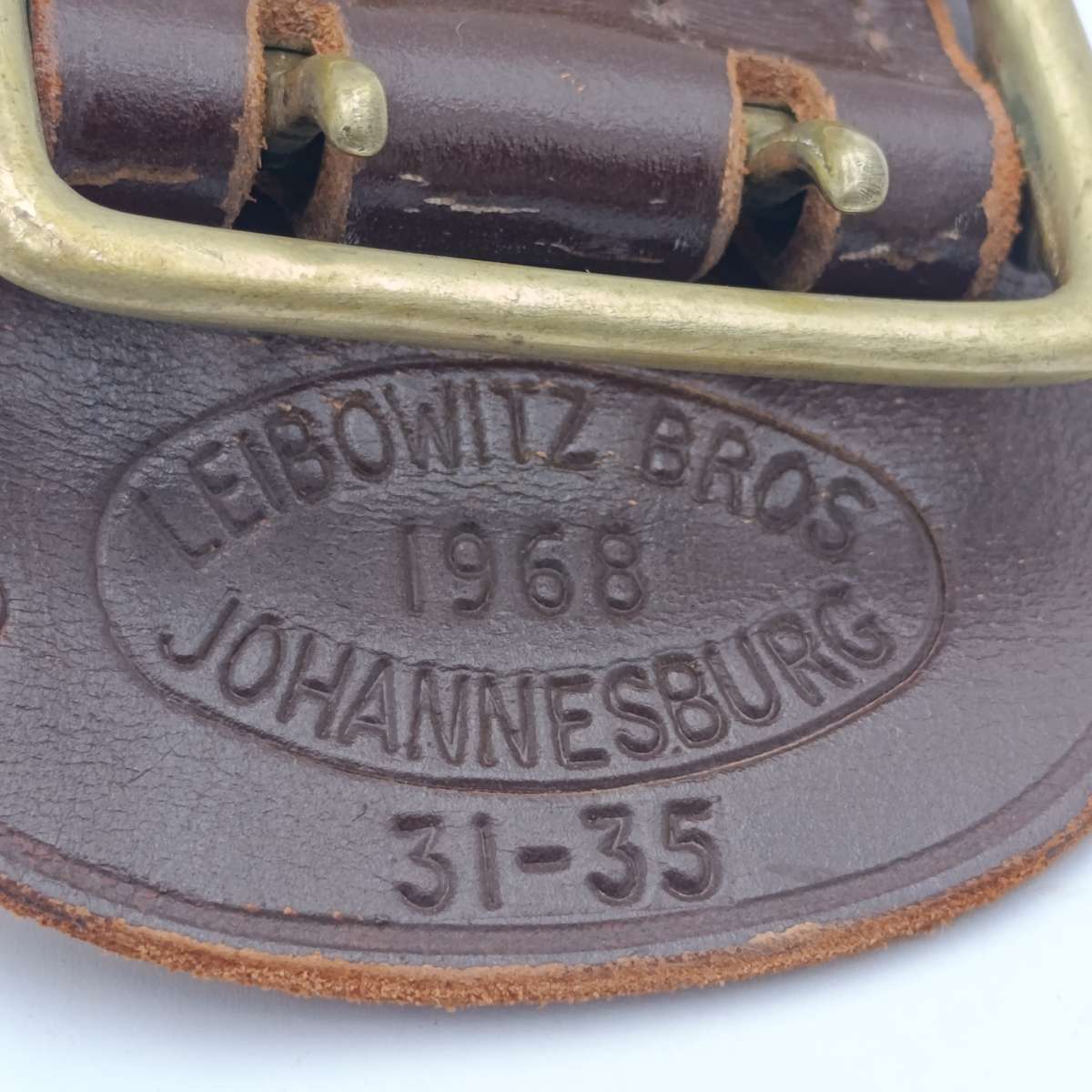 Old SADF Sam browne leather belt - 1968 Leibowitz Bros, Johannesburg