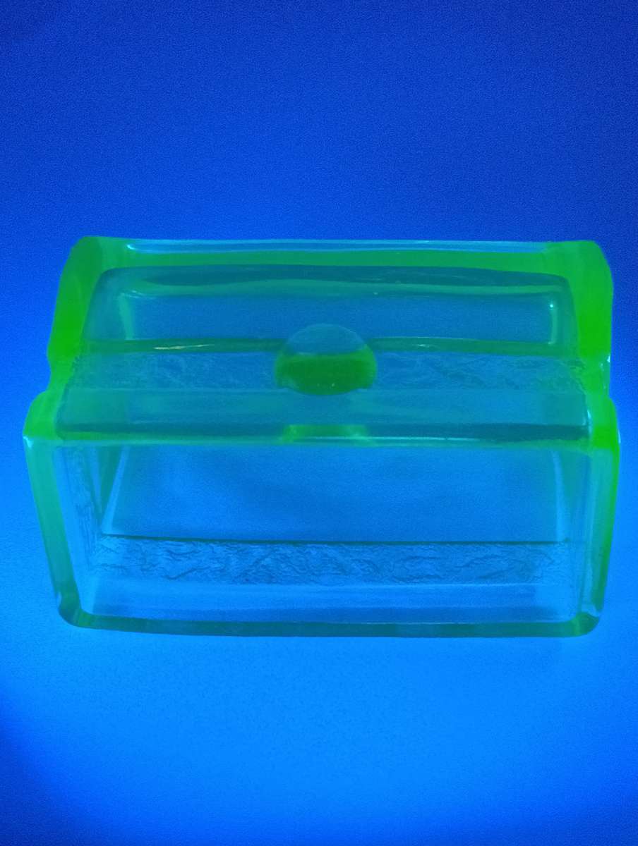 Vintage Rectangular Uranium glass trinket holder
