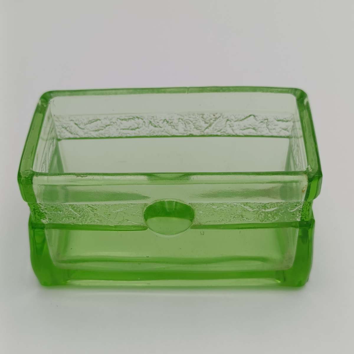 Vintage Rectangular Uranium glass trinket holder