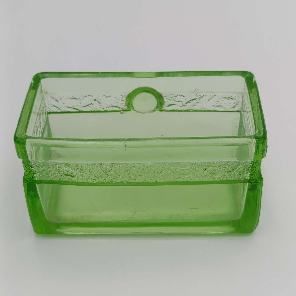 Vintage Rectangular Uranium glass trinket holder