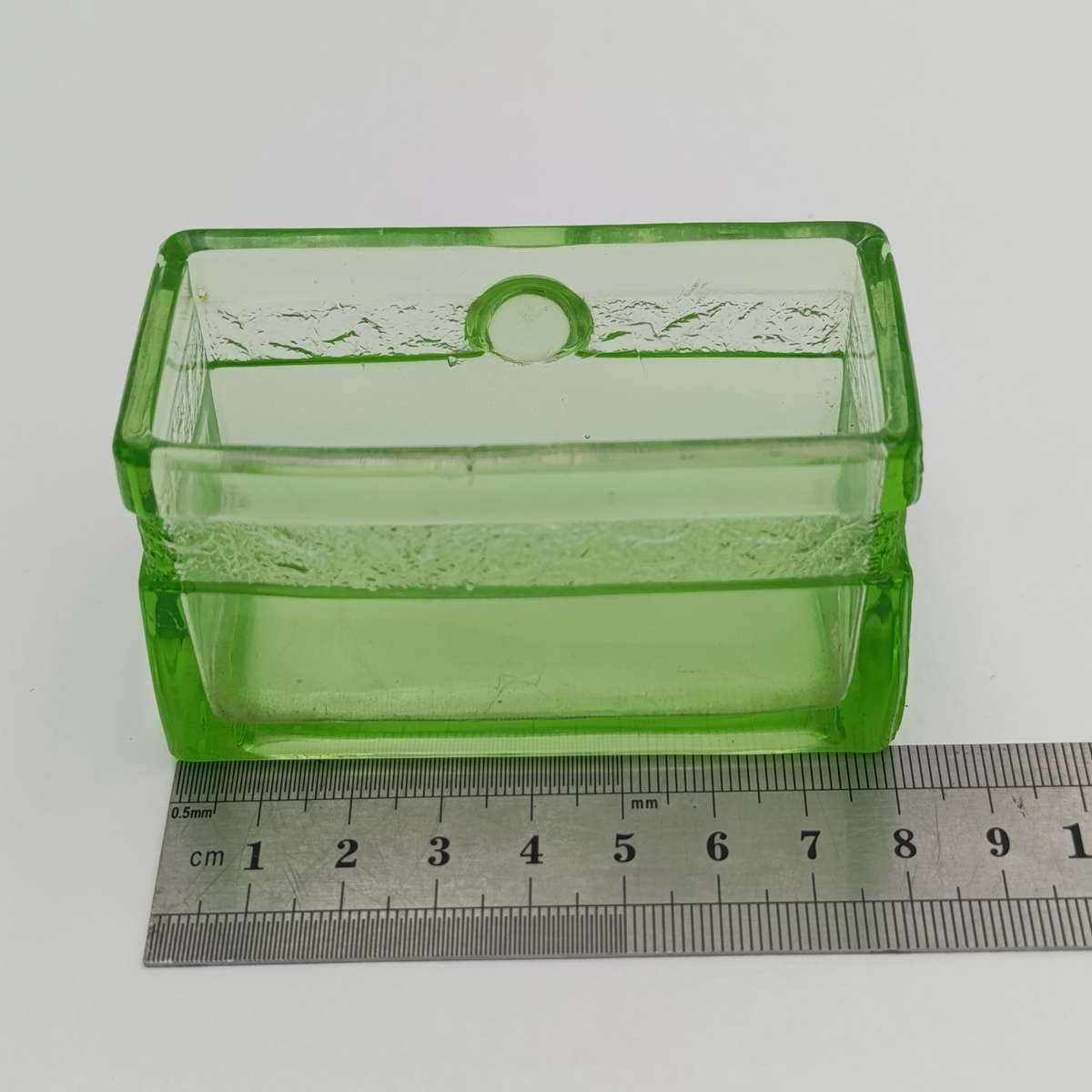 Vintage Rectangular Uranium glass trinket holder