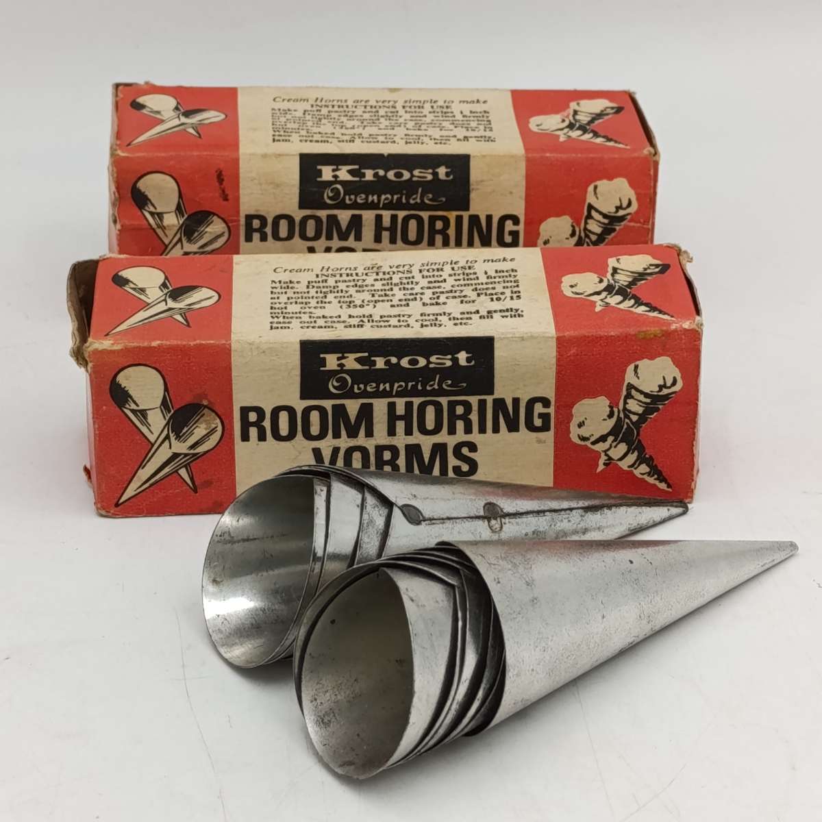 Lot of 2 sets of six Krost Cream Horn Shapes in boxes