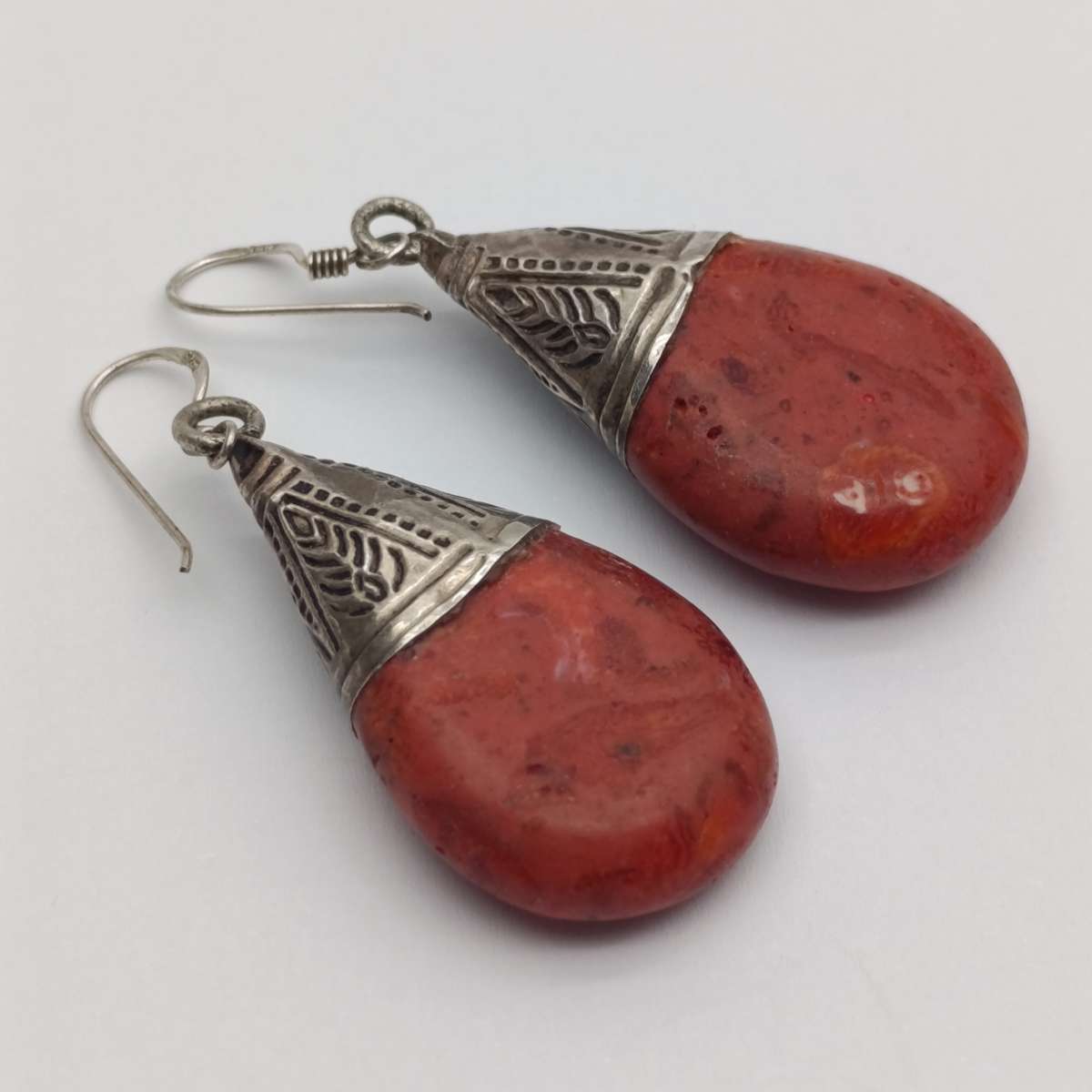 Vintage Red Jasper set in Sterling silver earrings