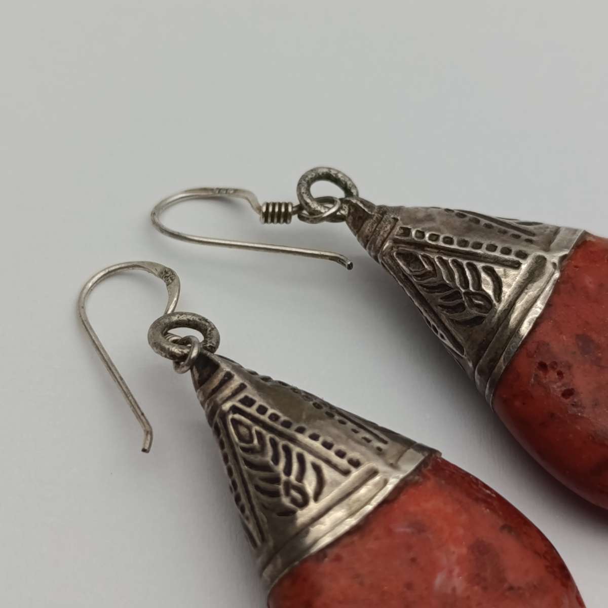 Vintage Red Jasper set in Sterling silver earrings