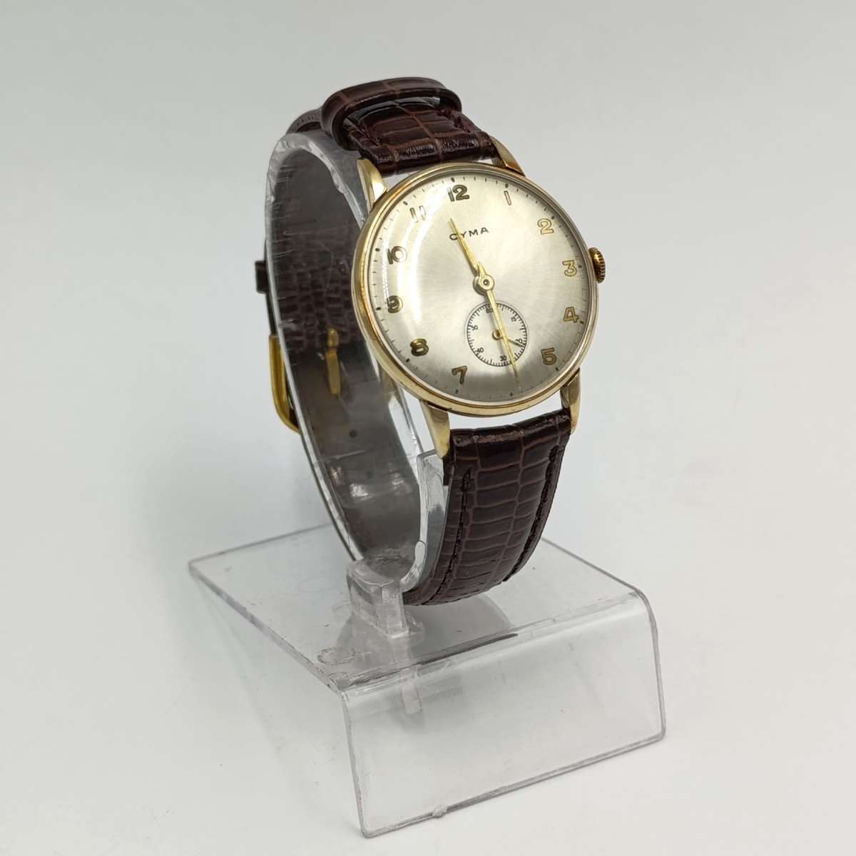 Vintage 9kt Gold Cyma manual wind men's watch - working