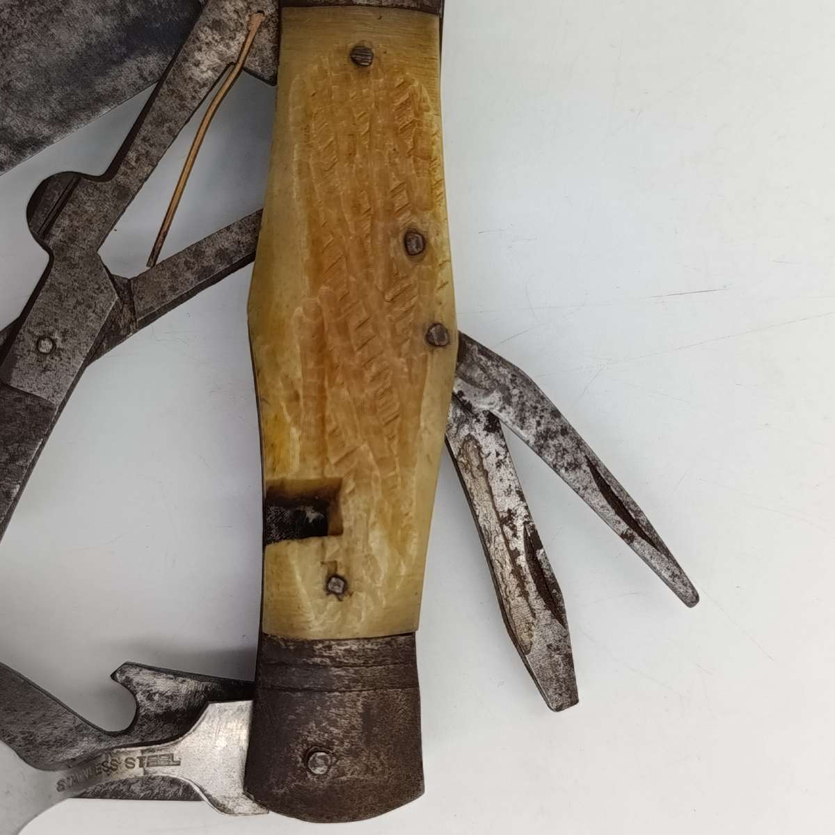 Vintage Hobo knife with spoon and fork - corkscrew broken