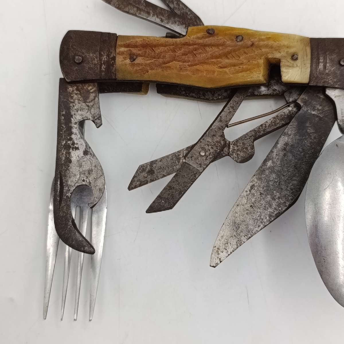 Vintage Hobo knife with spoon and fork - corkscrew broken