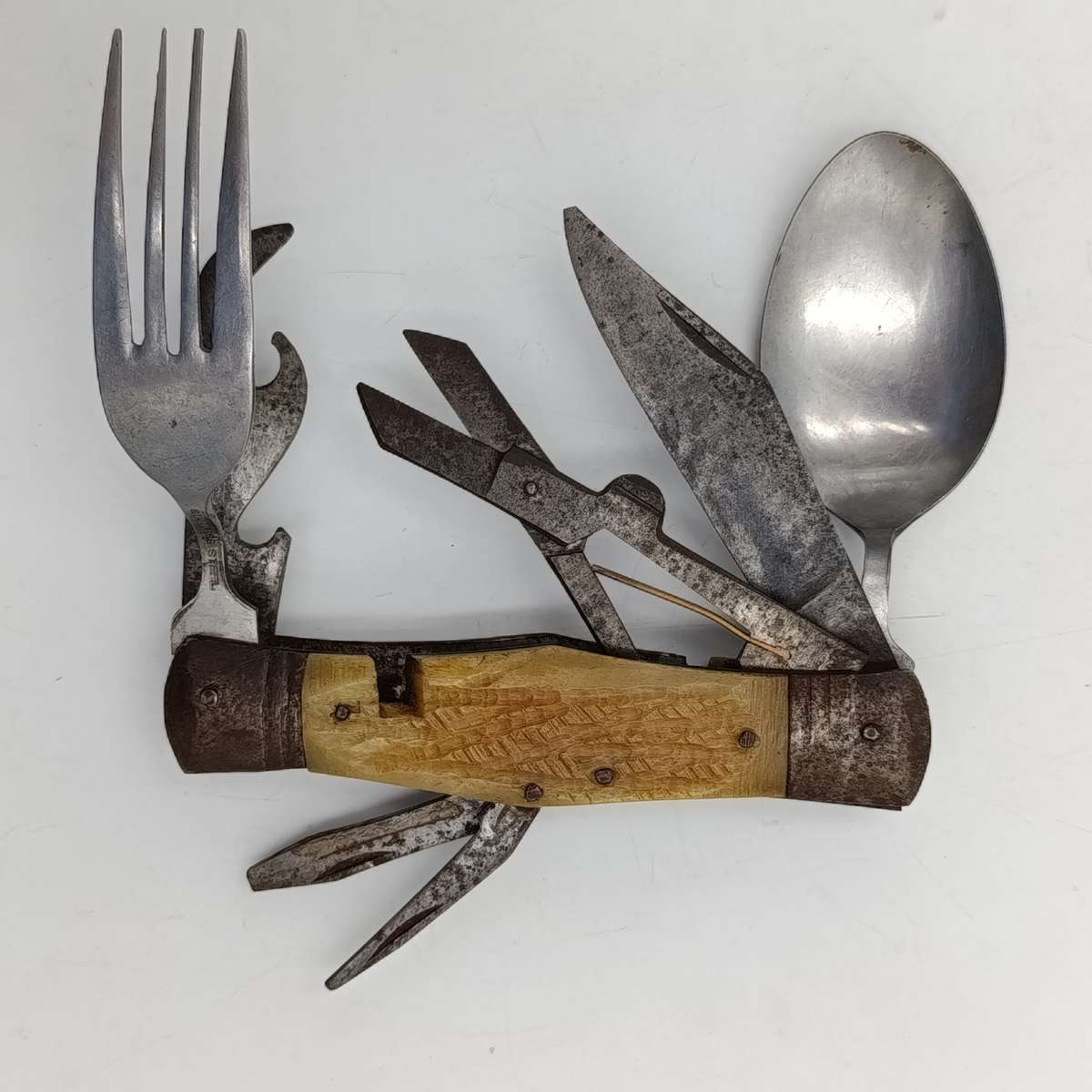 Vintage Hobo knife with spoon and fork - corkscrew broken