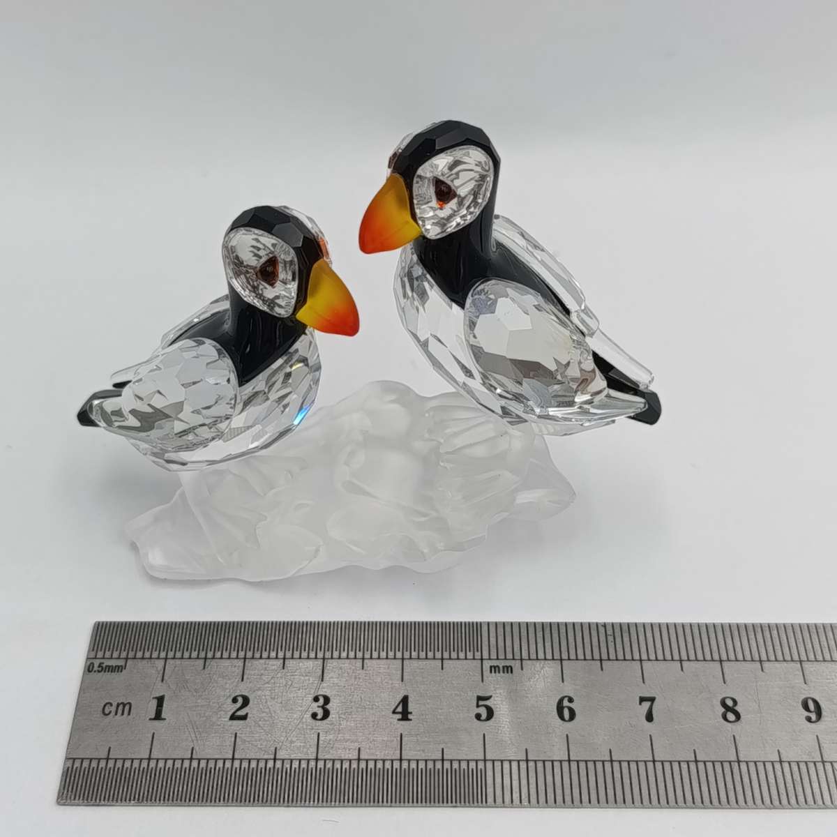Swarovski silver crystal Puffin birds #008 figurine in box