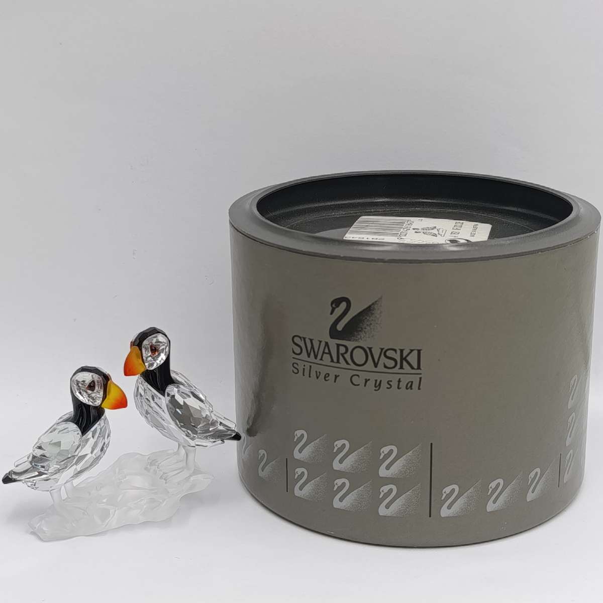 Swarovski silver crystal Puffin birds #008 figurine in box