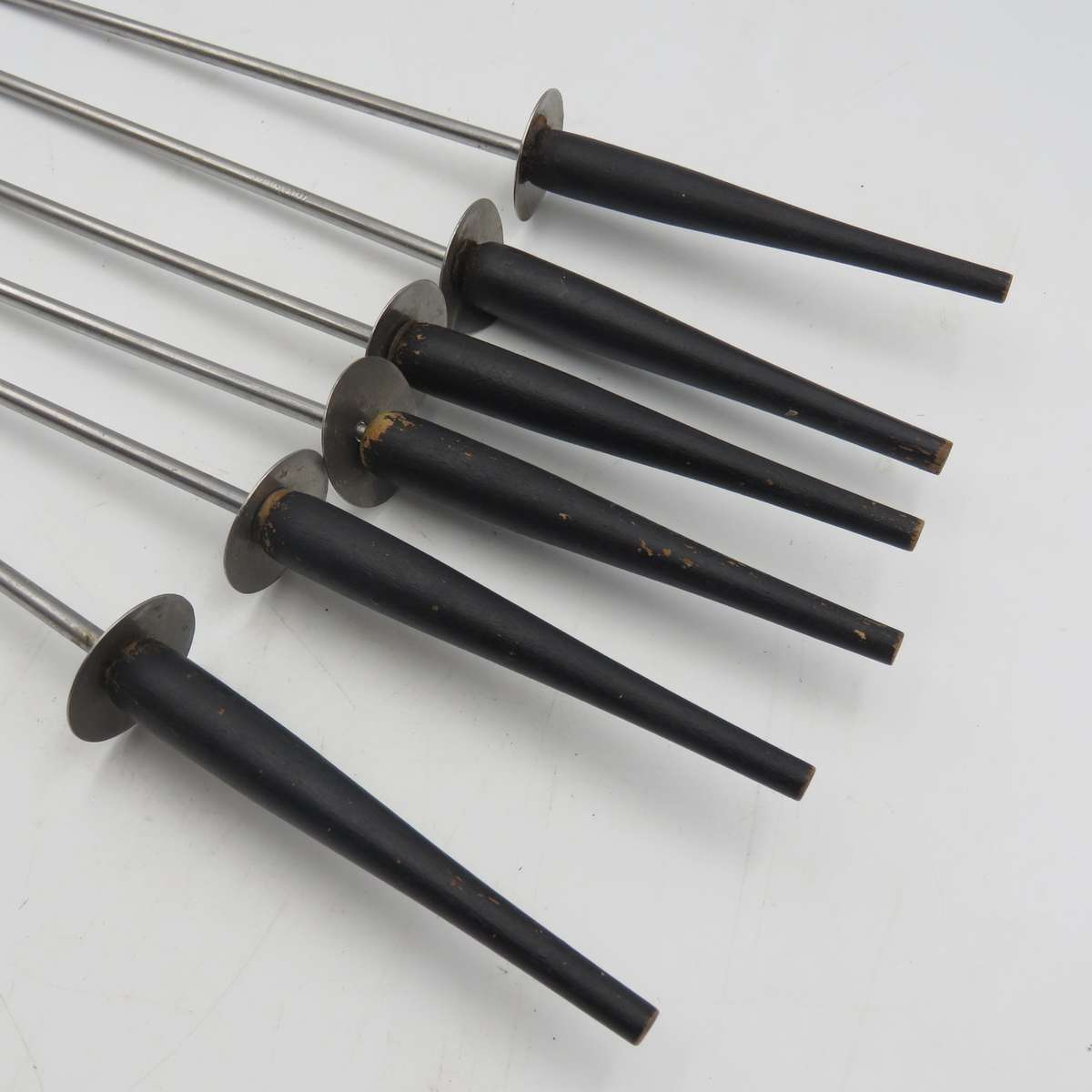 Vintage copper and brass fondue set with 6 forks