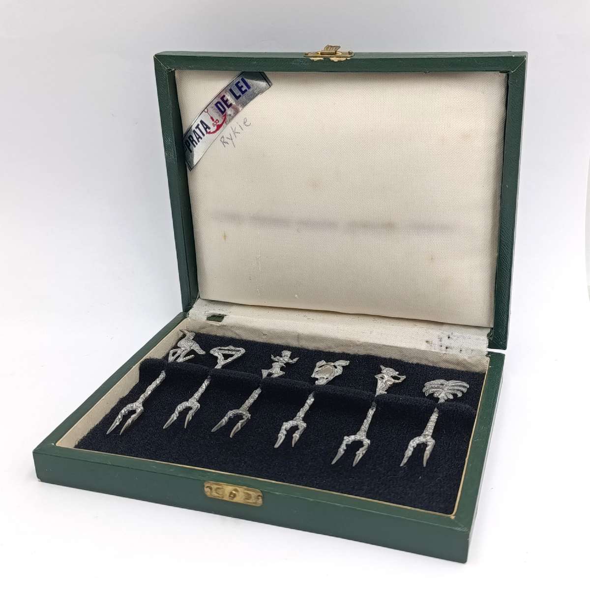 Set of 6 vintage 835 Brasilian silver pickle forks - weighs 24,0 grams