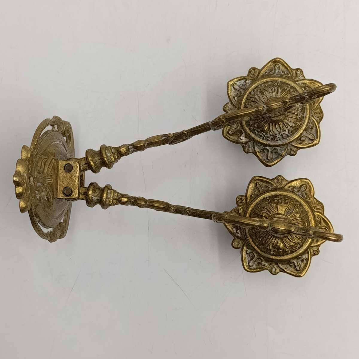 Antique brass wall mounted 2-candle holder