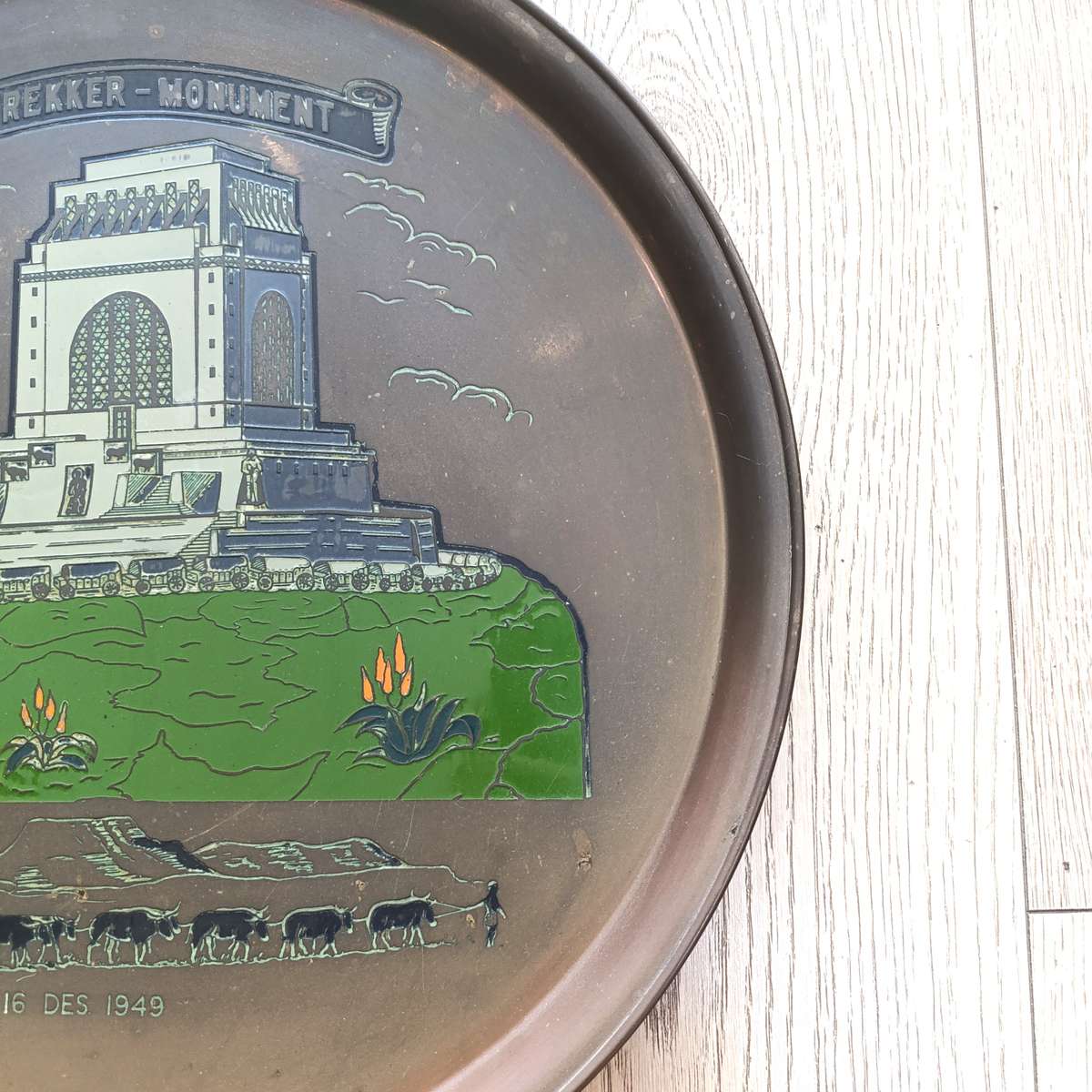 1949 Voortrekker Monument commemorative brass tray
