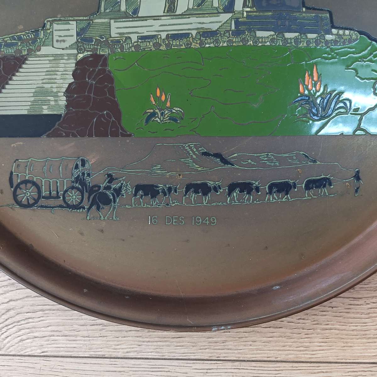 1949 Voortrekker Monument commemorative brass tray