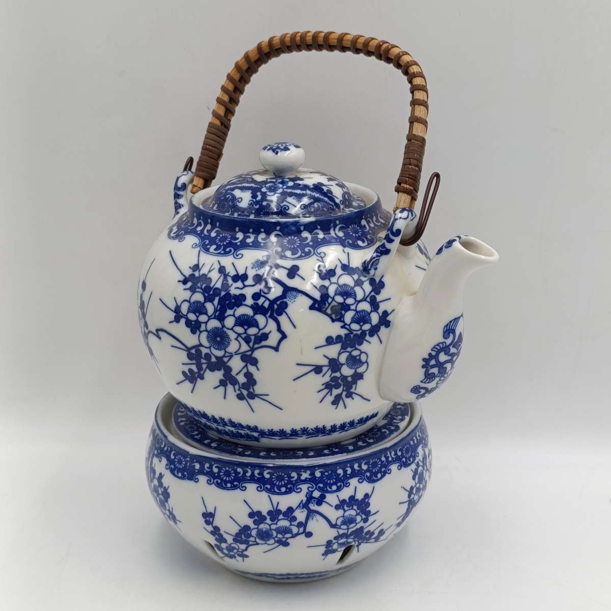 Vintage Japanese porcelain teapot with burner for candle