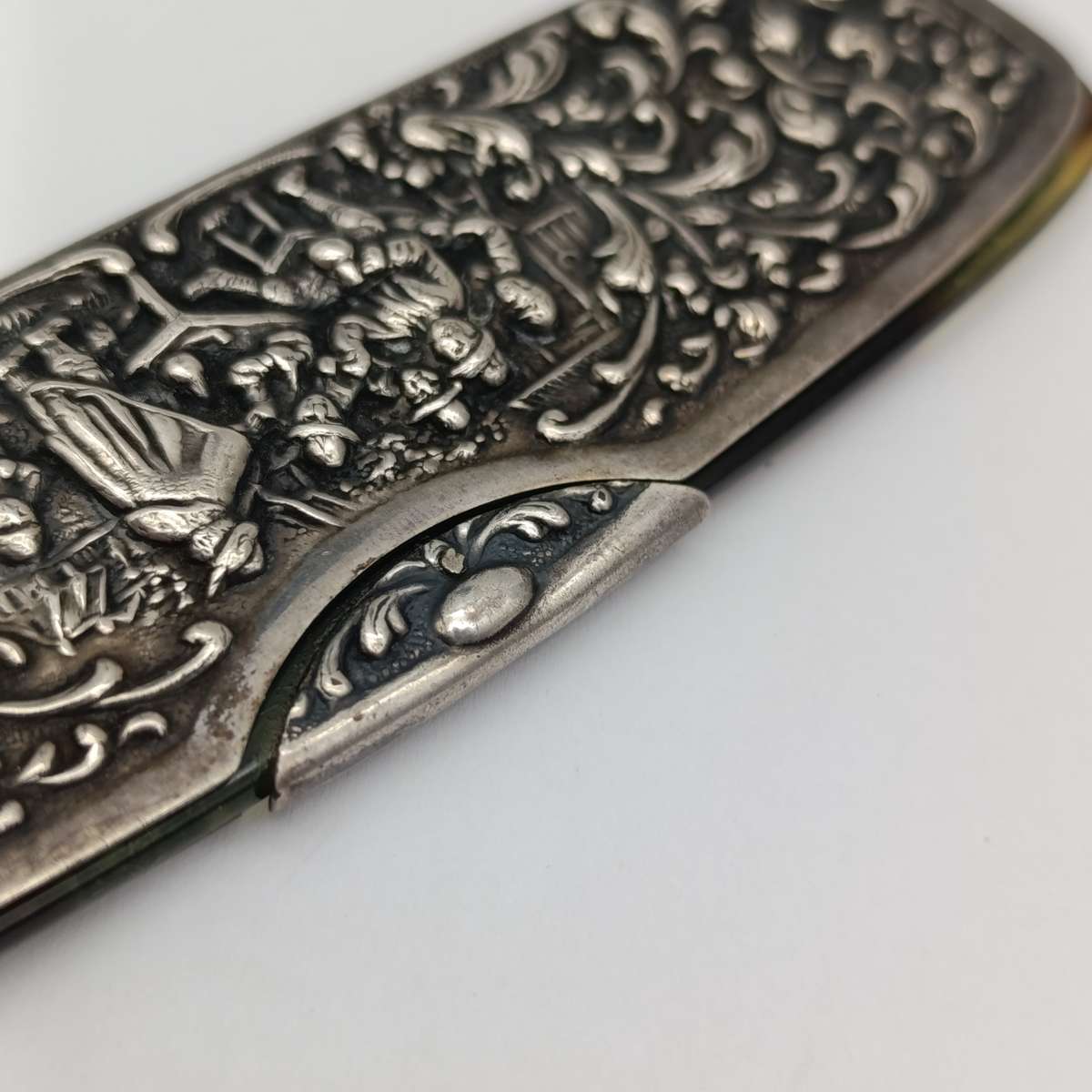 Vintage Faux tortoiseshell comb with silver plated comb cover