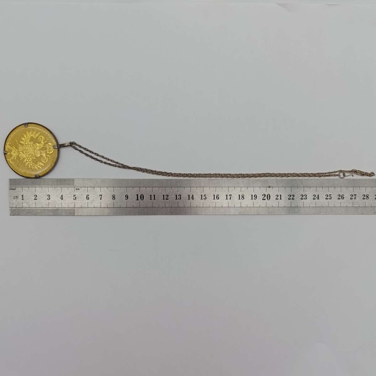 1780 Silver Maria Theresia Thaler Goldplated and epoxy in silver surround - with silver chair