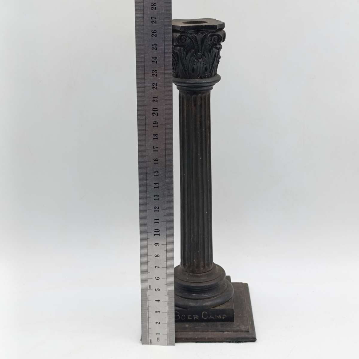 Boer War  POW Prisoner of war ebony candlestick inscribed Boer Camp Ceylon 1901