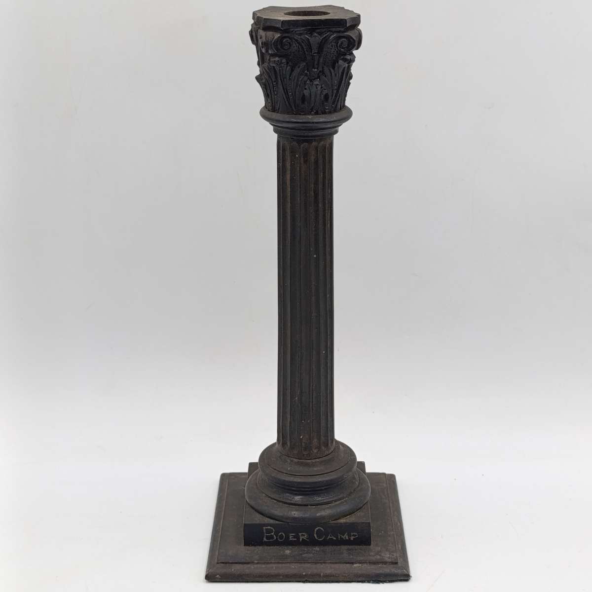 Boer War  POW Prisoner of war ebony candlestick inscribed Boer Camp Ceylon 1901