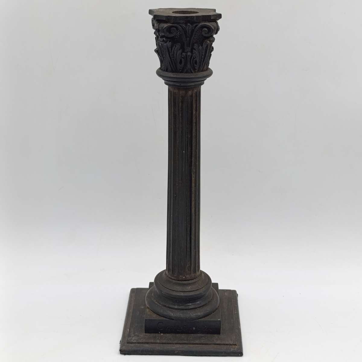 Boer War  POW Prisoner of war ebony candlestick inscribed Boer Camp Ceylon 1901