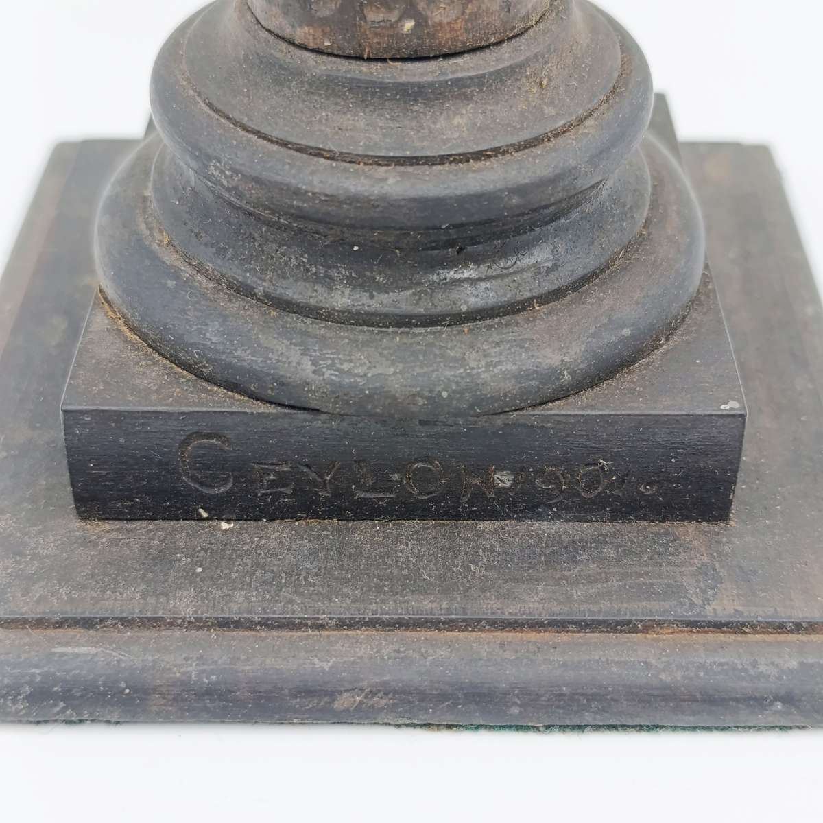 Boer War  POW Prisoner of war ebony candlestick inscribed Boer Camp Ceylon 1901