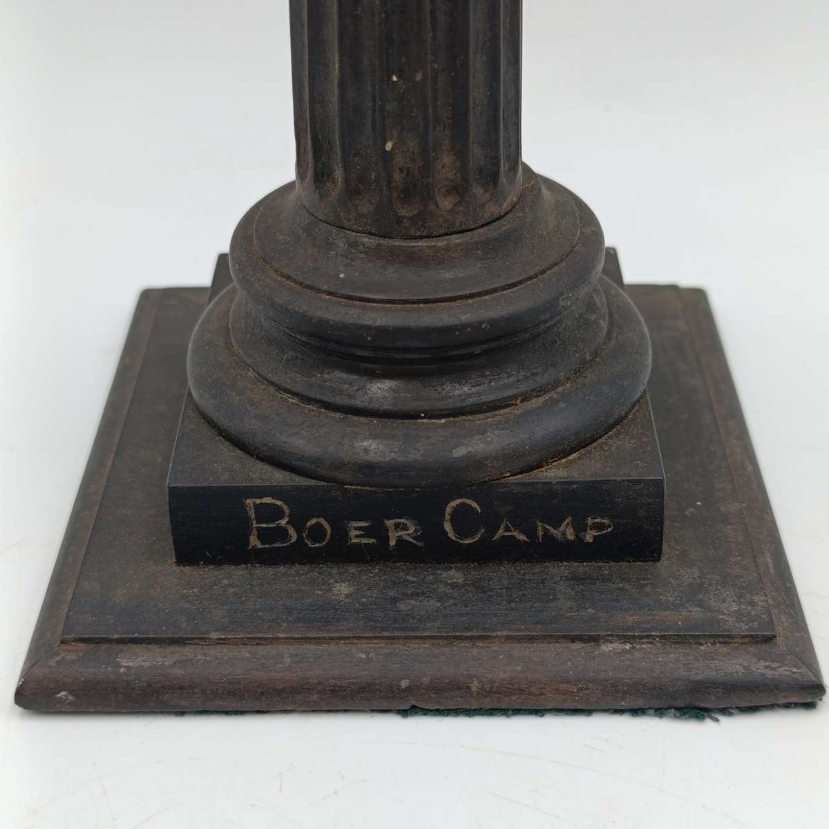 Boer War  POW Prisoner of war ebony candlestick inscribed Boer Camp Ceylon 1901