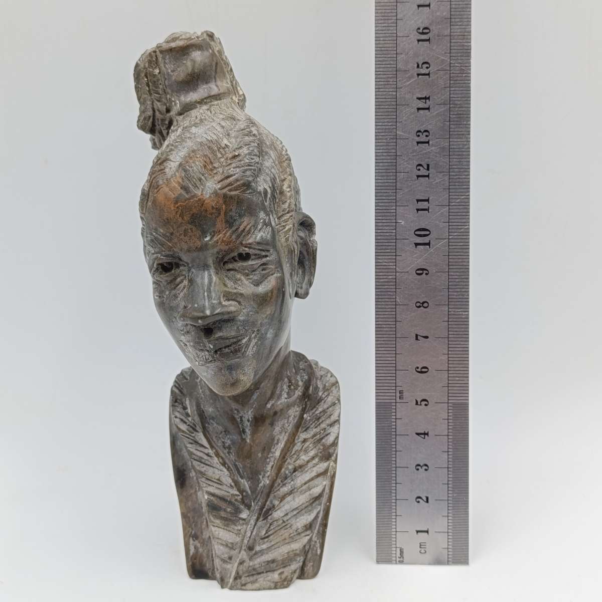 African woman green opal stone African carving