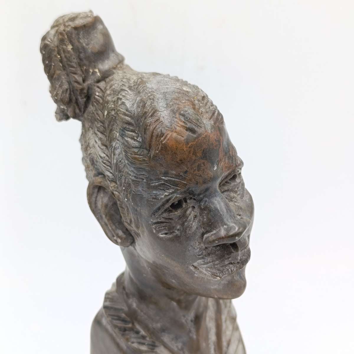 African woman green opal stone African carving