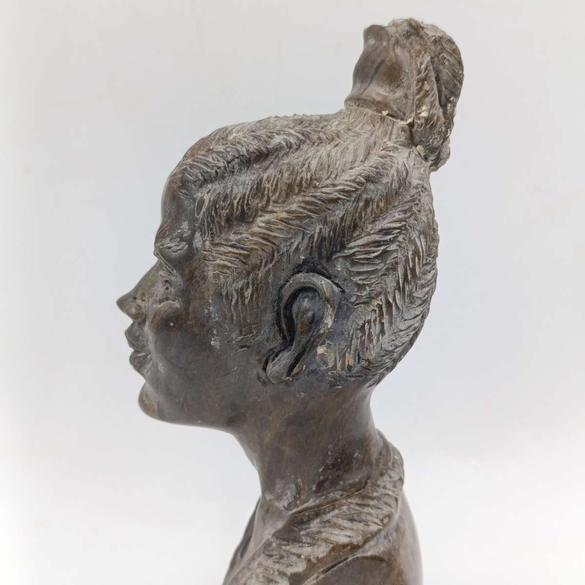 African woman green opal stone African carving