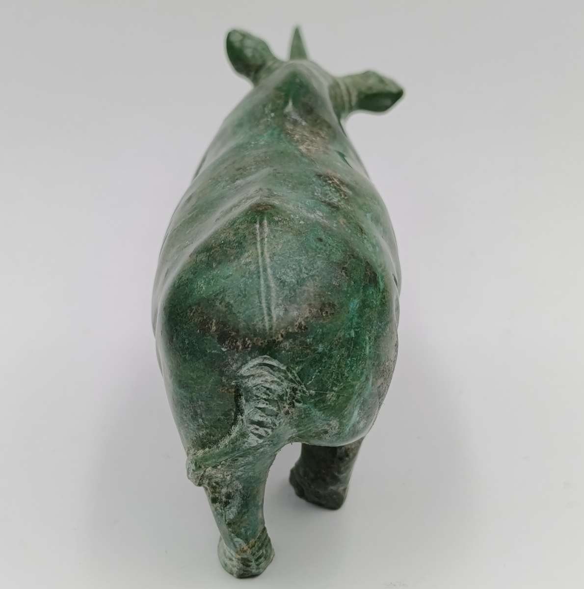 Vintage Green Serpentine stone Rhino sculpture