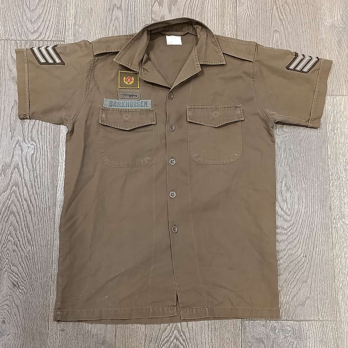 SADF Nutria short sleeve shirt of Sergeant Barkhuisen with marksman badge - size medium