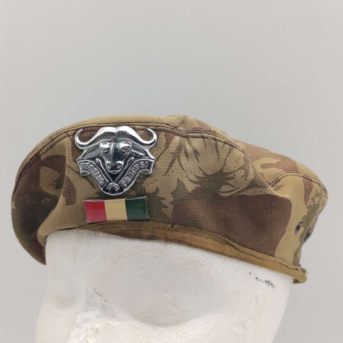 SADF 32 Battalion beret with badges of 2/cpl Barkhuisen of military Intellegence - camo faded