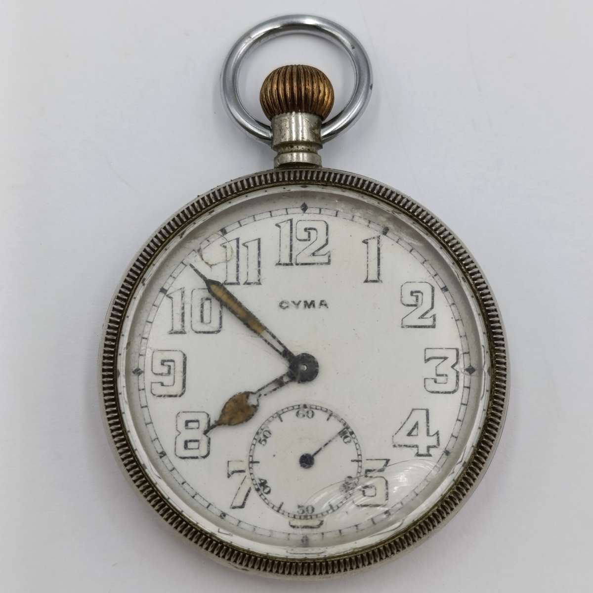 Vintage Cyma pocket watch with Nickel case - working