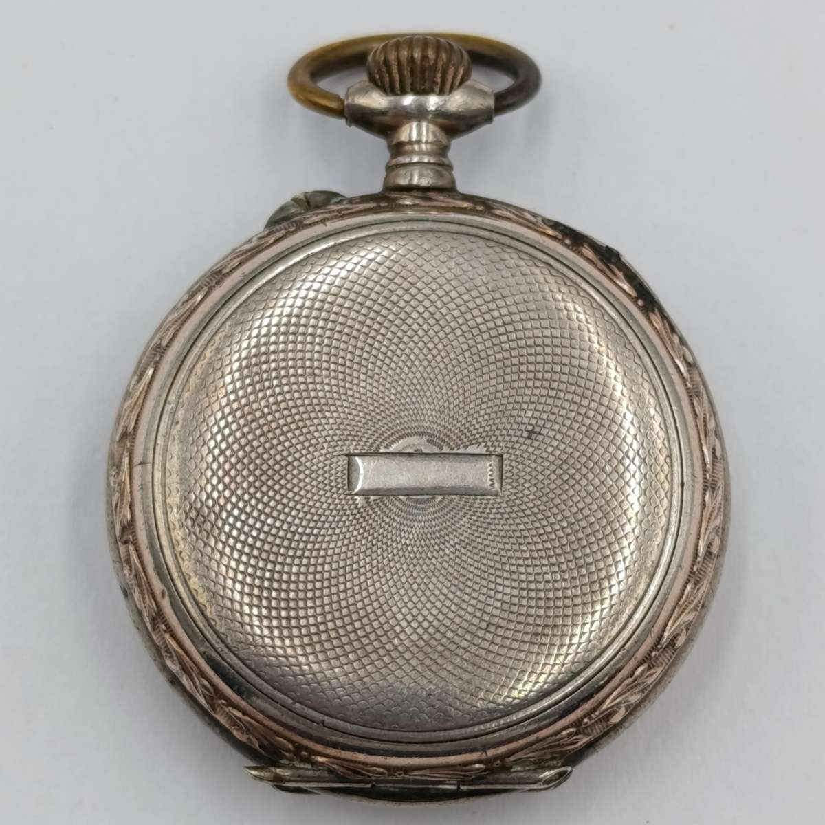 Antique 800 Silver ladies pocketwatch with gold decoration - runs and stops