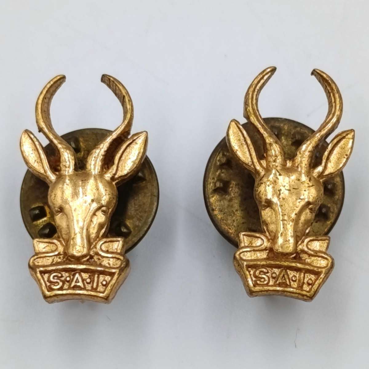 Pair of SA Infantry bokkop mess dress collar budges