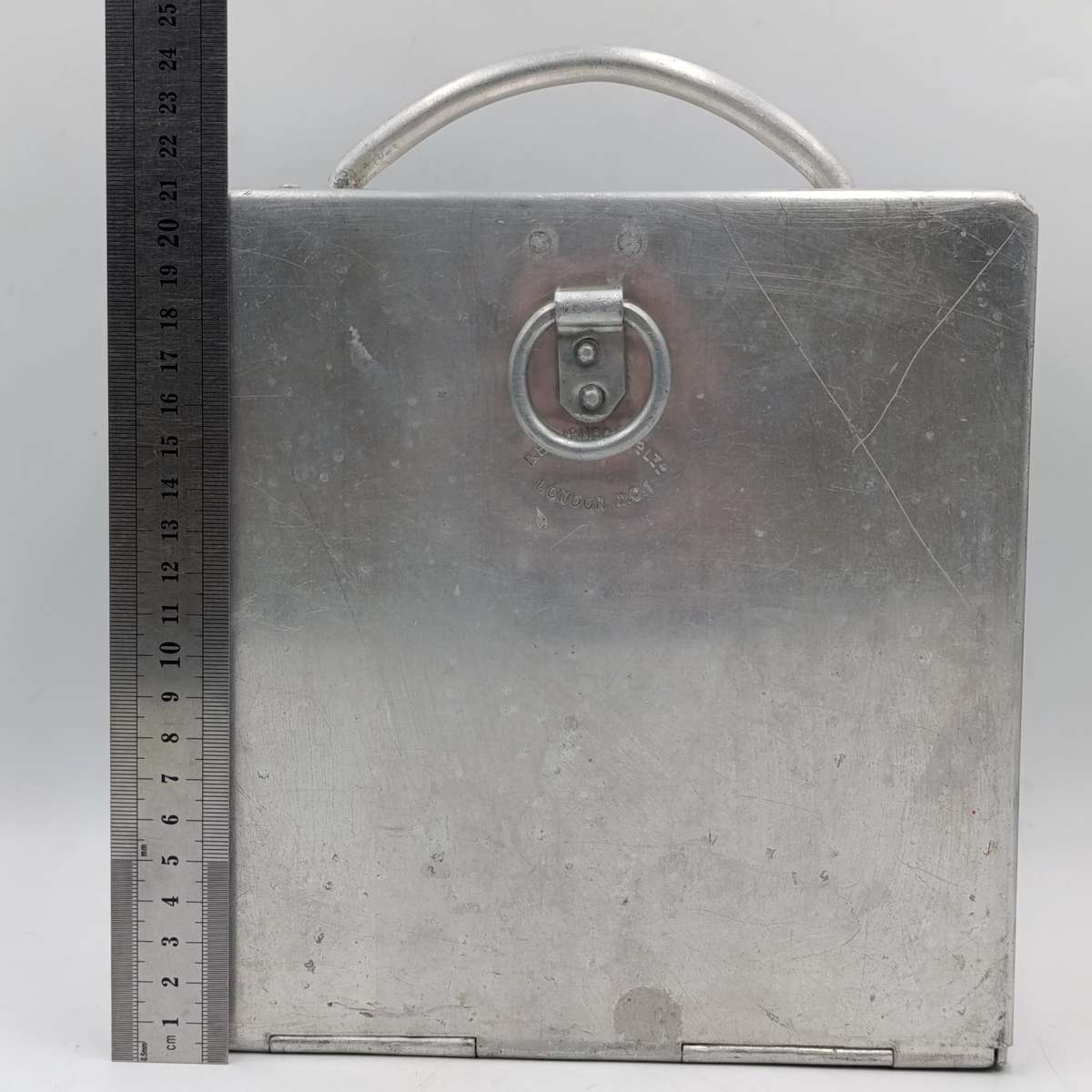 Vintage R.B Turner and Co. aluminium carry case with glass tubes