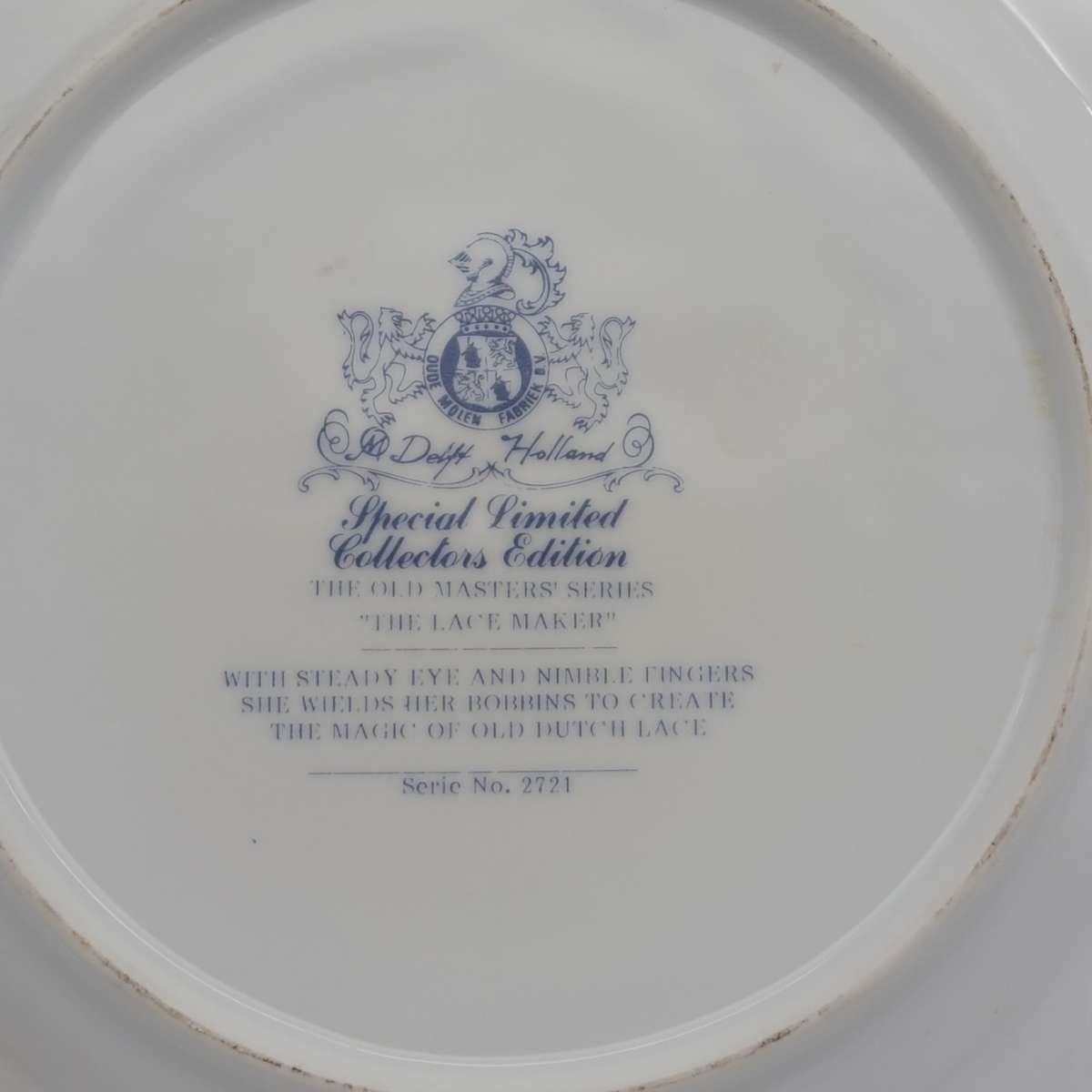 Delft The Lace Maker porcelain plate