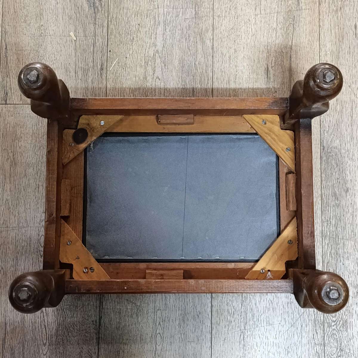 Vintage Leather and wood footstool ottoman