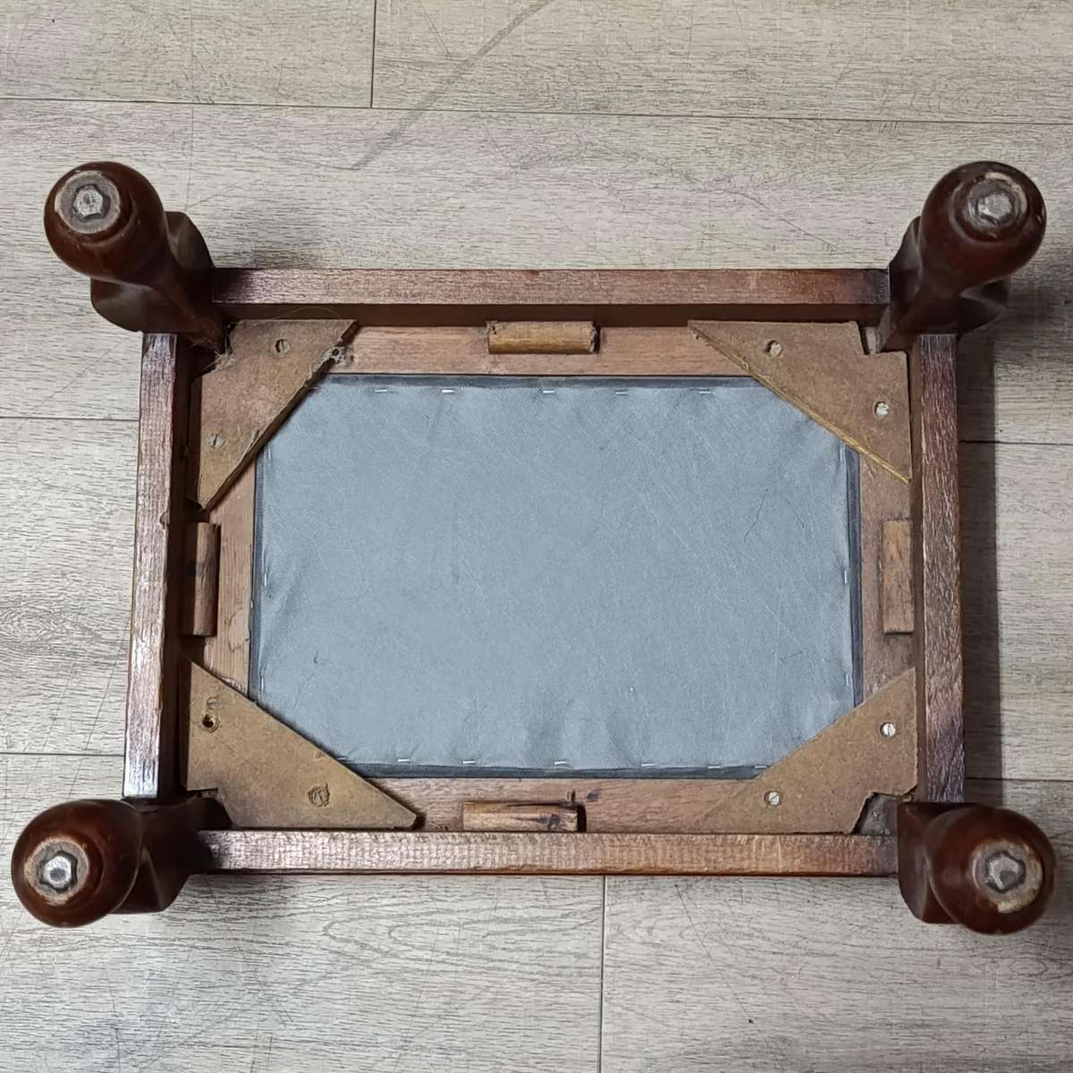 Vintage Leather and wood footstool ottoman