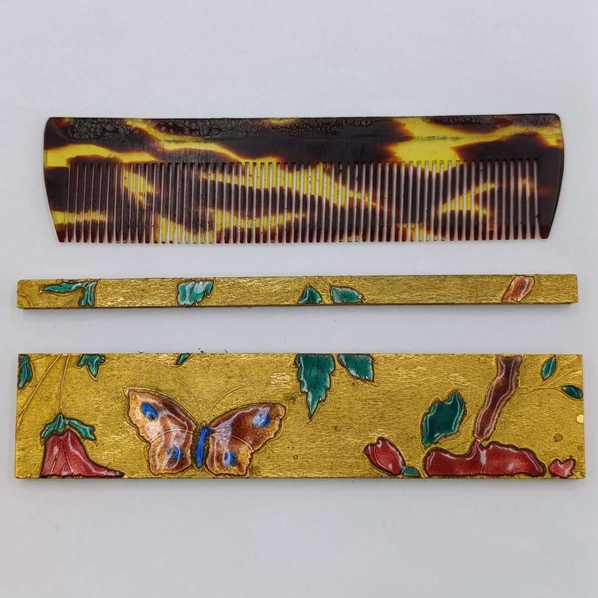 Antique Enameled Faux tortoise shell comb