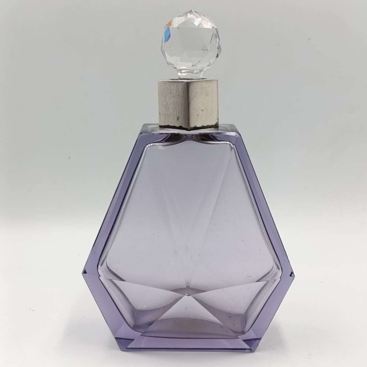 Vintage German Purple Crystal decanter with 800 silver trim