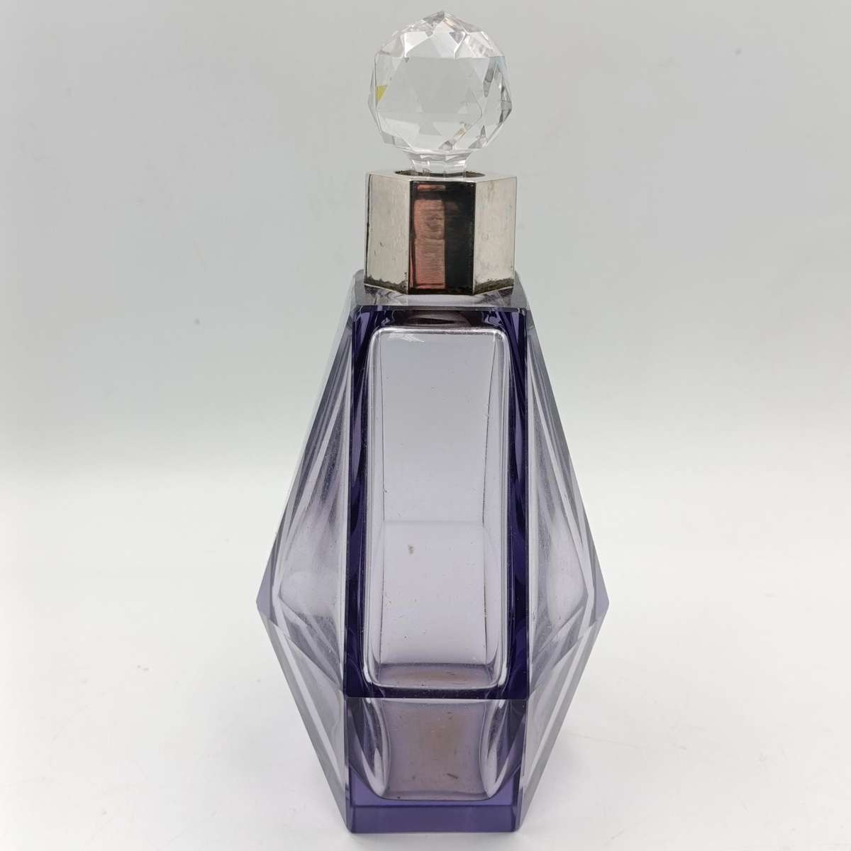 Vintage German Purple Crystal decanter with 800 silver trim