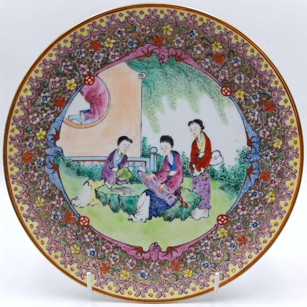 Vintage Chinese family rose porcelain plate - 23,5cm