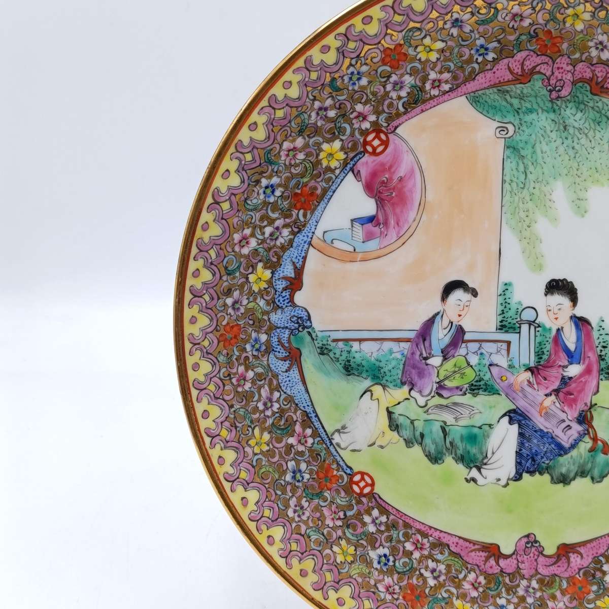 Vintage Chinese family rose porcelain plate - 23,5cm
