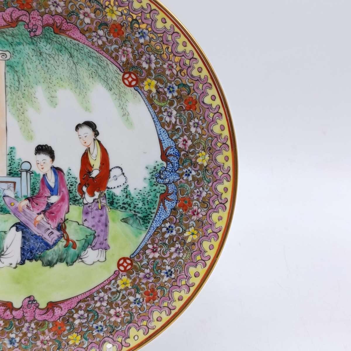 Vintage Chinese family rose porcelain plate - 23,5cm