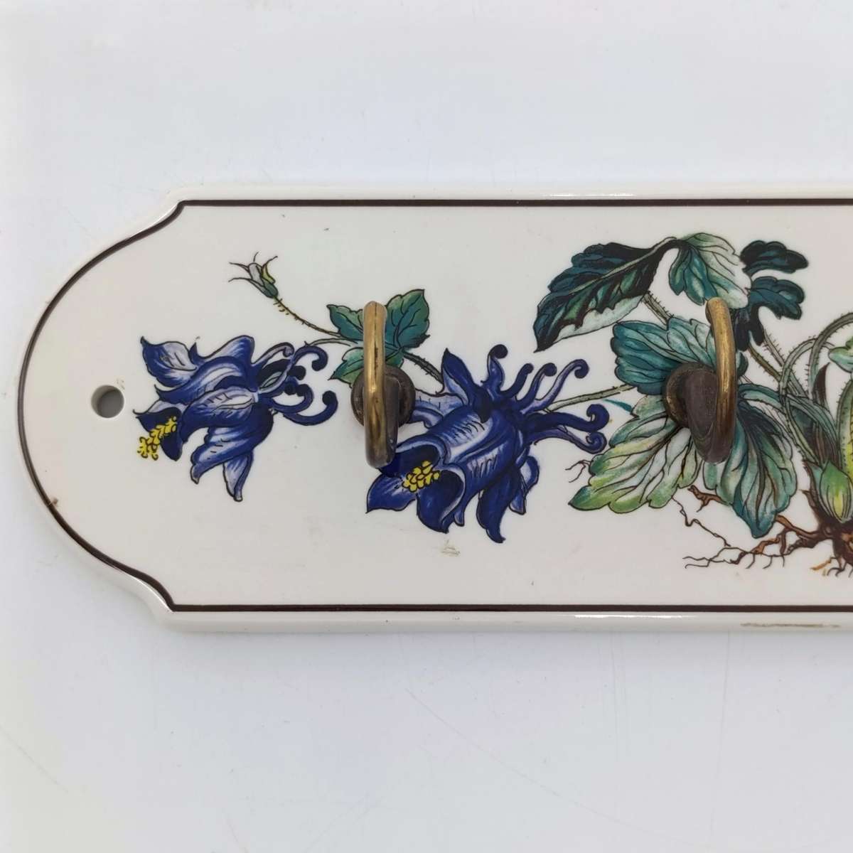 Vintage Villeroy and Boch Botanica key holder hooks on porcelain