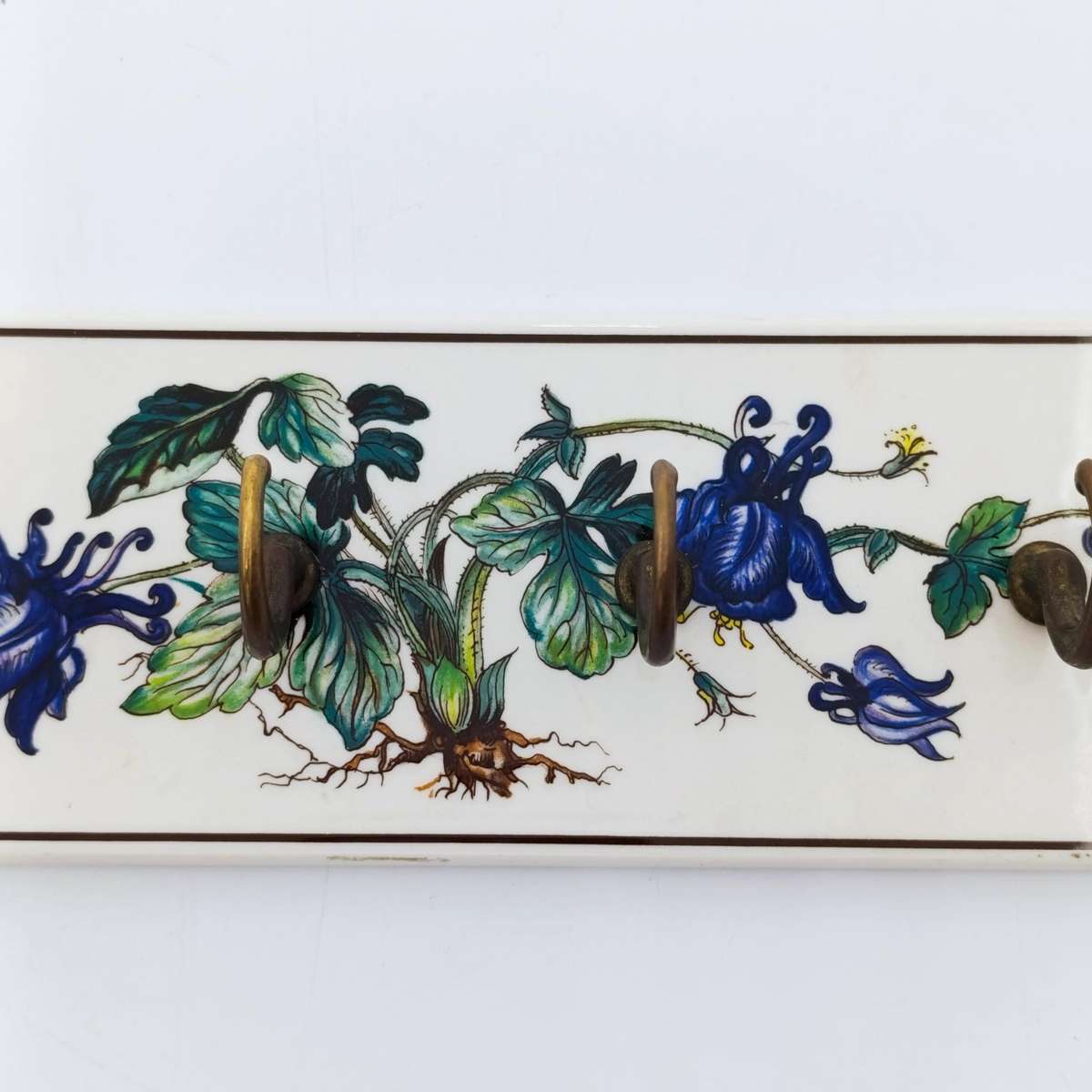 Vintage Villeroy and Boch Botanica key holder hooks on porcelain